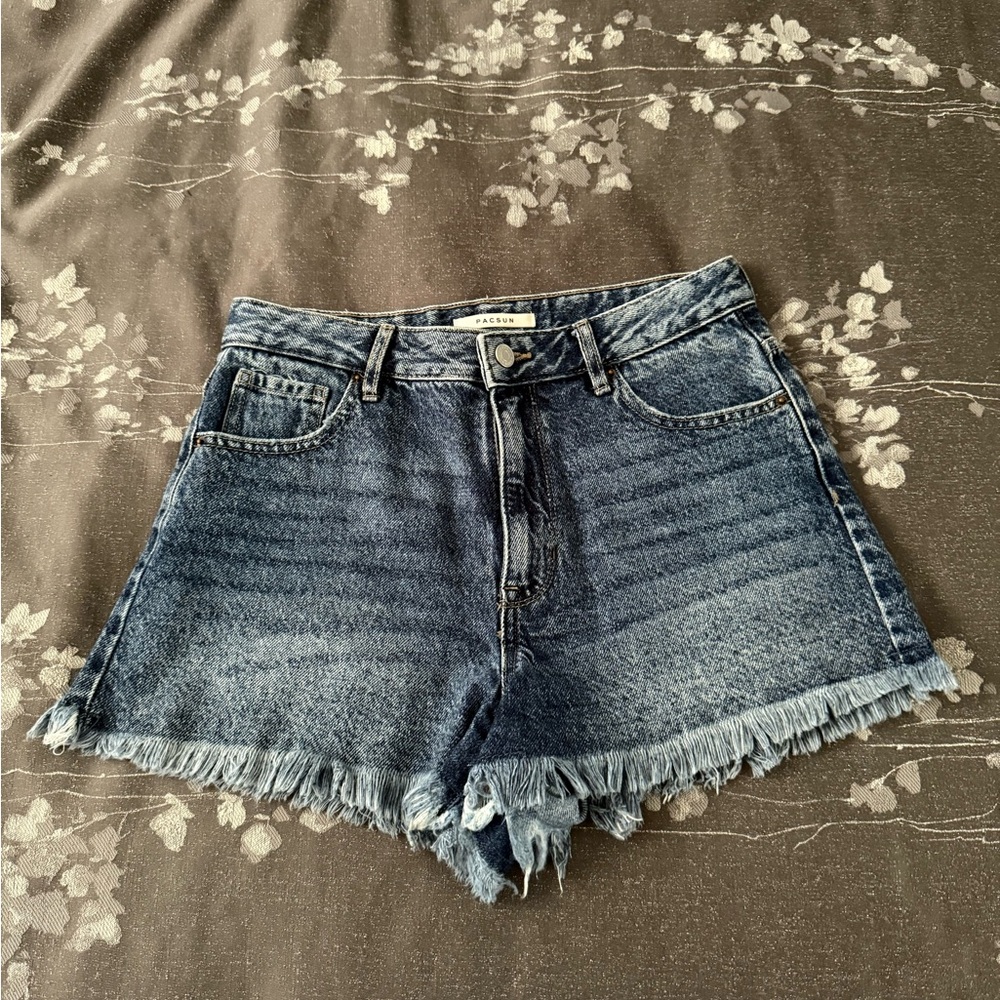 PacSun High Rise Blue Festival Denim Shorts Size 27